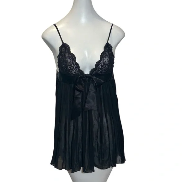 Victoria’s Secret S Black Babydoll Nightie Lace Sheer Lingerie Adjustable 2005 - Picture 10 of 10